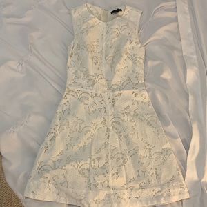 H&M White Lace Sleeveless Fit-and-Flare Dress